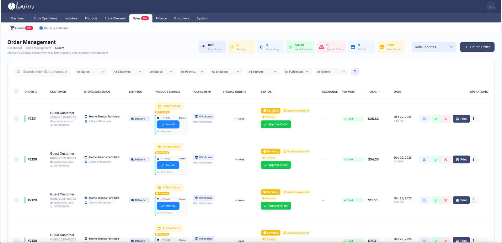 Loarien Order Management Dashboard
